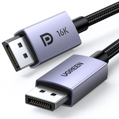 UGREEN 16K DisplayPort Cable 2.1 DP to DP [VESA Certified] 80 Gbps Support 16K@60Hz, 10K@60Hz, 8K@240Hz, 4K@240Hz, HDR, DSC 1.2a, MST, FreeSync, G-Sync, HDCP 2.2 for Laptop TV PC Gaming Monitor (2M)