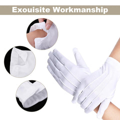 YSFVNP White Gloves Fancy Dress， Stitched White Gloves, Soft Moisturizing Gloves Suitable for Coin Handling Services Parade Formal Guard Police Wedding Formal Tuxedo Jewelry Inspection