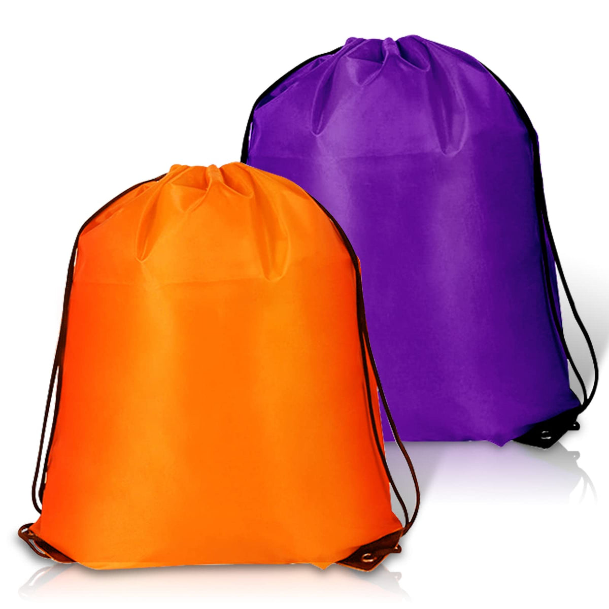 AURUZA 2PCS Drawstring Bags,PE Bags Drawstring Gym Bag,String Swimming Bag Trainer Bag Personalised Drawstring Bag, Suitable for Sports,School,Gym,Travel,Swimming and Various Activities(PurpleandOrange)