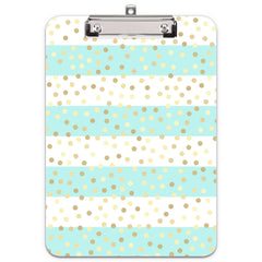 Hnogri Plastic Clipboard A4, Fashion Design A4 Letter Size Clipboards & Forms Holders for Office Supplies Lawyers,School Students and Kids, Low Profile Clip Cute Clipboard Folder, Striped Gold Spots