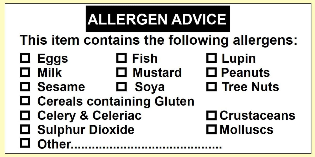 200 Allergen Warning Labels. Allergy Stickers. Food Allergen Stickers 50 x 25mm. Allergy Labels