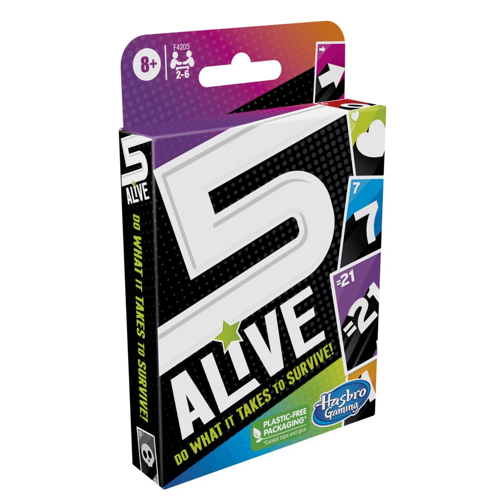 Hasbro Gaming 5 Alive, Fast-Paced Game Kids And Families, Family Quick Card Games 2 To 6 Players, Multicolor