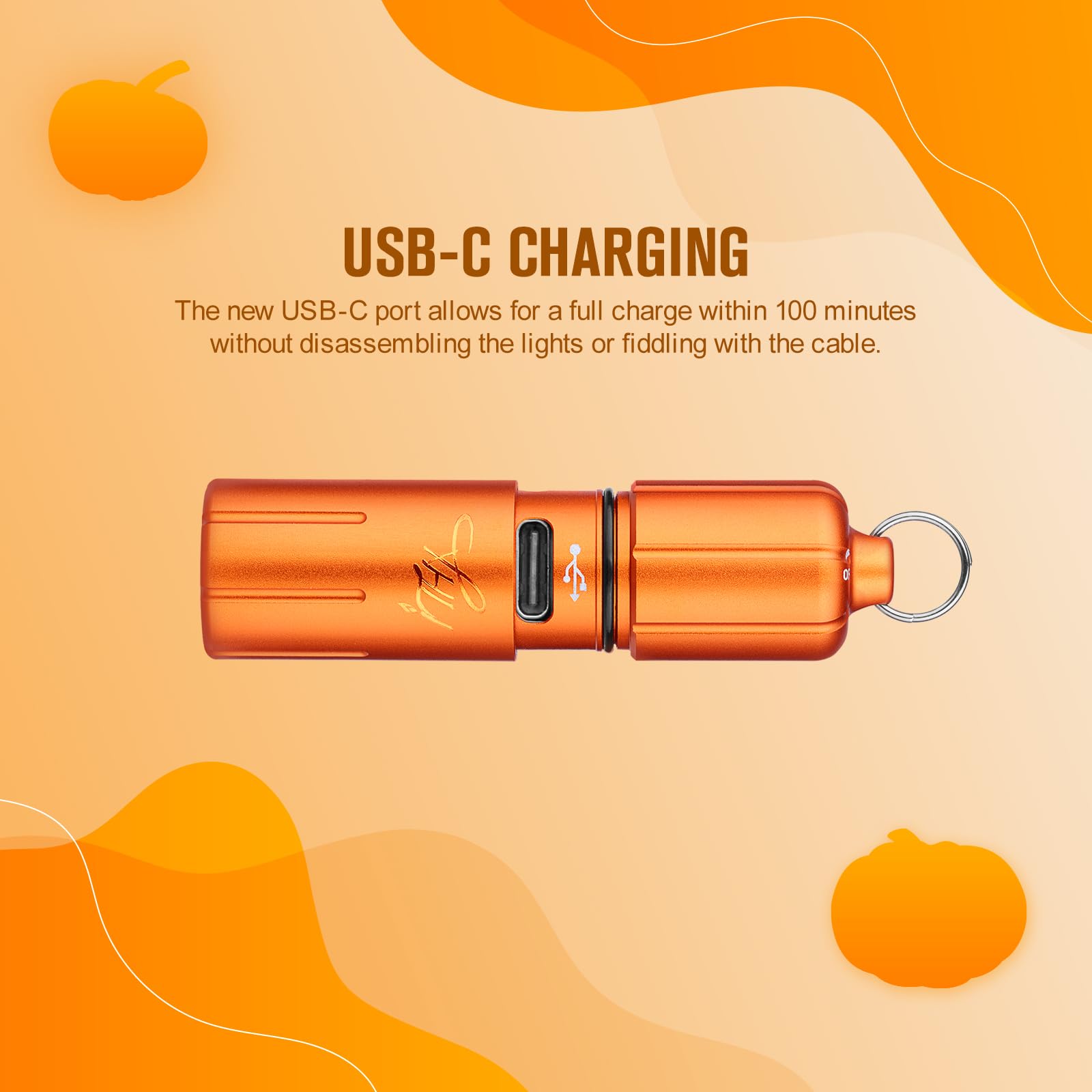 OLIGHT iTHX i1R 2 Pro EOS Rechargeable Tiny Keychain Torch 180 Lumens LED Flashlights,Slim Mini Handheld Light,Powered by Rechargeable Battery with Type-C USB Cable for Everyday Carry (Pumpkin Orange)