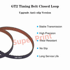 Super Print 10×188mm Voron GT2 Timing Belt,6mm Width GT2 Closed Loop Belt,Upgrade Nylon Tooth Surface Non-Slip Version for Voron 2.4 and Other 3D Printers,CNC.