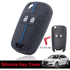 HooRLZ Vauxhall Key Fob Cover For Vauxhall Insignia Opel Astra Meriva Corsa Zafira Mokka Vectra Chevrolet Orlando Cruze, 2 Button TPU Vauxhall Insignia Key Cover, Vauxhall Astra Key Cover - Blue Line