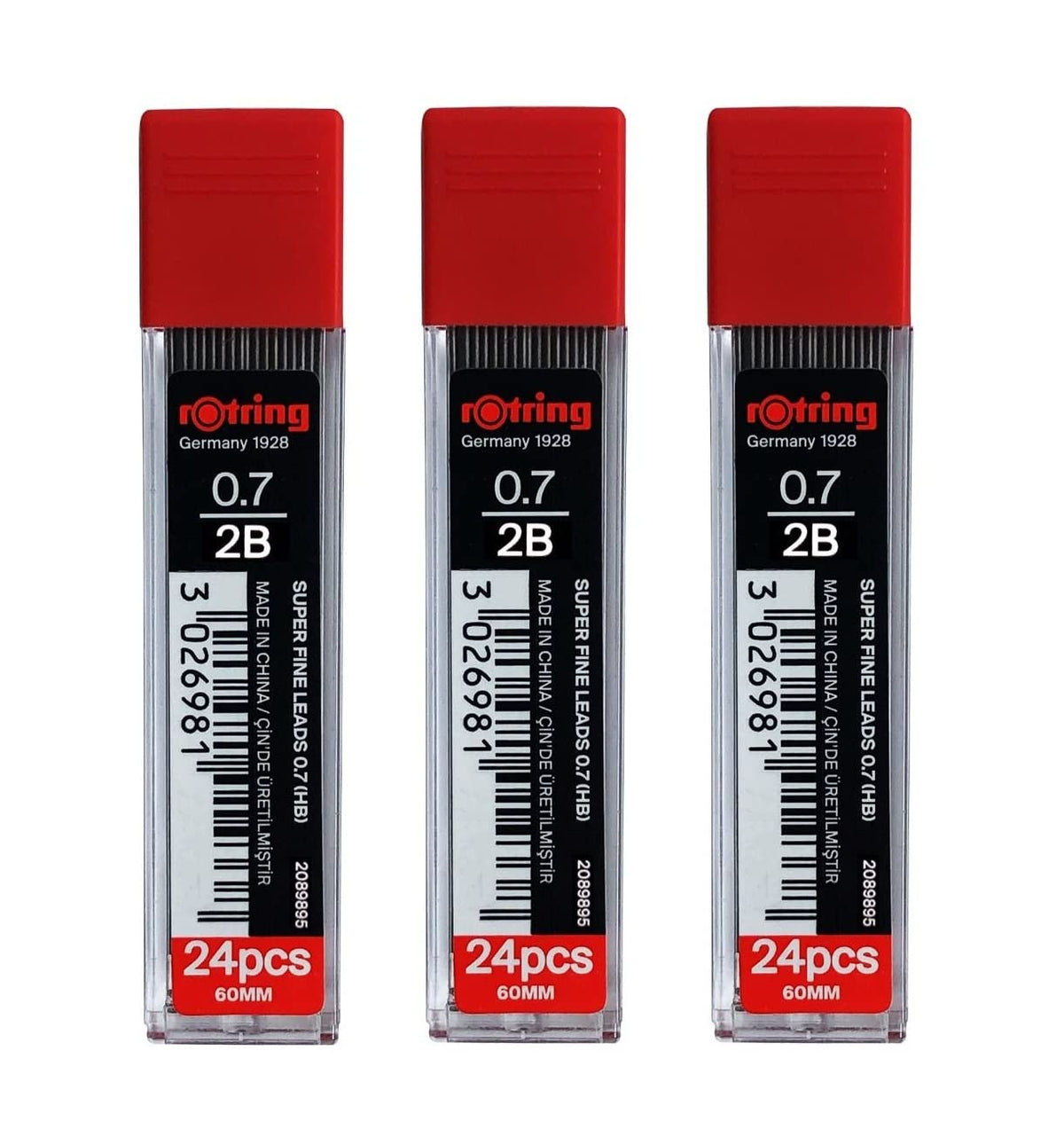 rOtring 0.7mm 2B Super Polymer Pencil Lead - Pack of 3 Tubes - 72 Leads in Total - Refills for Mechanical Pencils