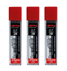 rOtring 0.7mm 2B Super Polymer Pencil Lead - Pack of 3 Tubes - 72 Leads in Total - Refills for Mechanical Pencils