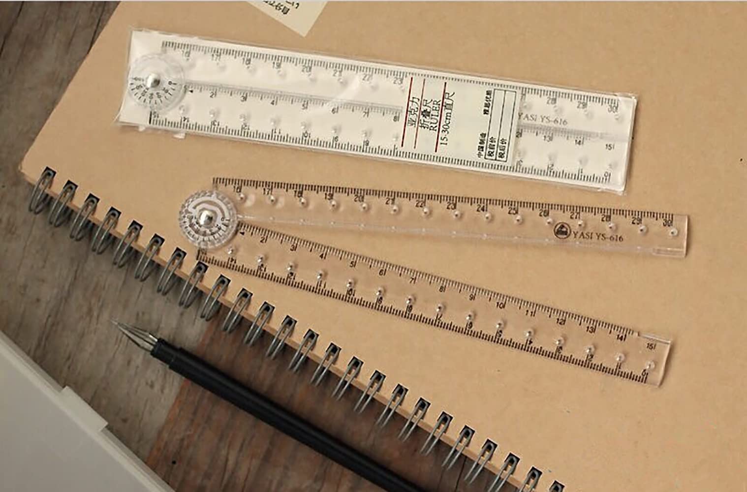 2Pack Folding Ruler Transparent 30cm 300mm Folding Ruler Clear