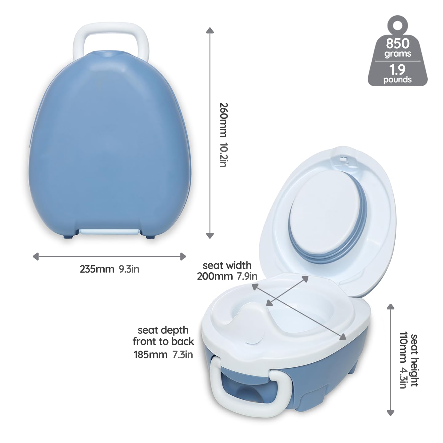 My Carry Potty - Blue Pastel Travel Potty, Award-Winning Portable Toddler Toilet Seat for Kids to Take Everywhere