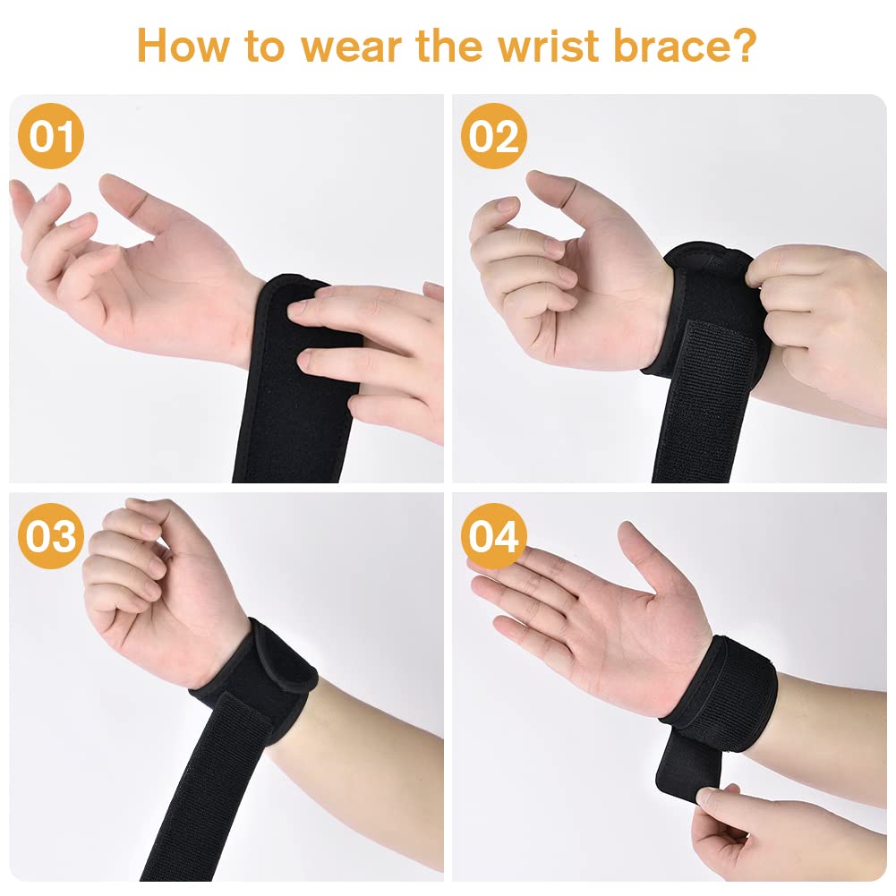 ACWOO Wrist Brace, 2 Pack Adjustable Wrist Strap for Men & Women, Elastic Compression Wrist Strap Carpal Tunnel Wrist Brace for Arthritis Pain Relief, Sports Protecting, Injury Recovery