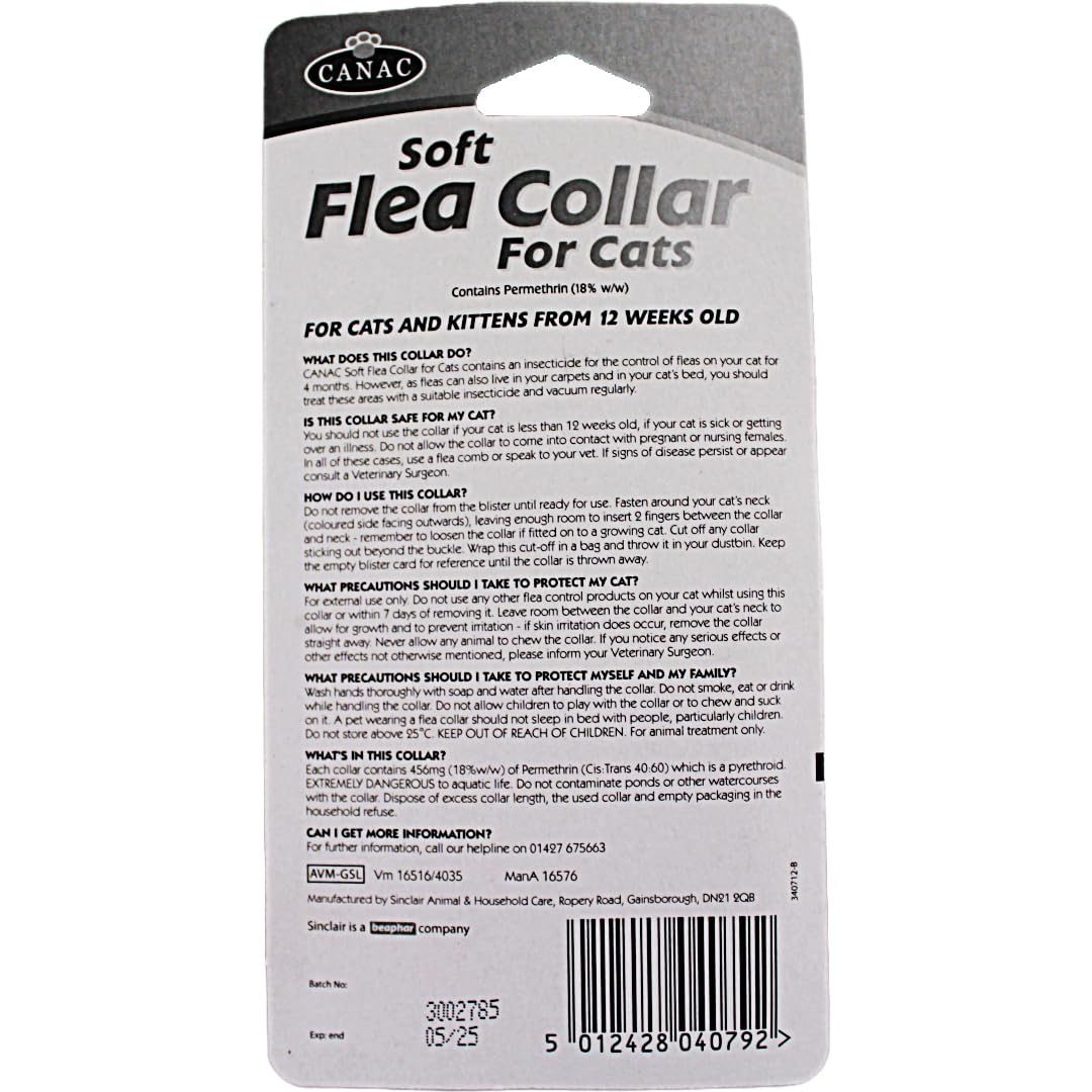 2 x Soft Flea Collar for Cats, Kills Fleas for up to 4 Months (2 Collars)