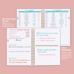 Budget Planner - Monthly Finance Organizer with Expense Tracker Notebook to Manage Your Money Effectively, Undated Finance Planner/Account Book, Start Anytime, 1 Year Use, A5, Rose