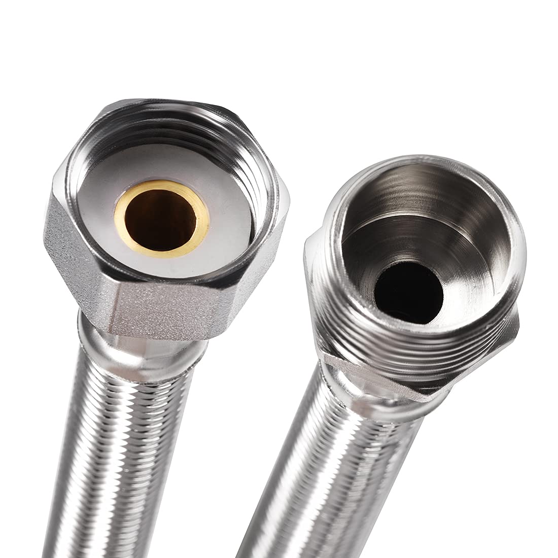 sourcing map Faucet Supply Line Connector G1/2 Female x G1/2 Male 20 Inch Length 304 Stainless Steel Hose 2Pcs