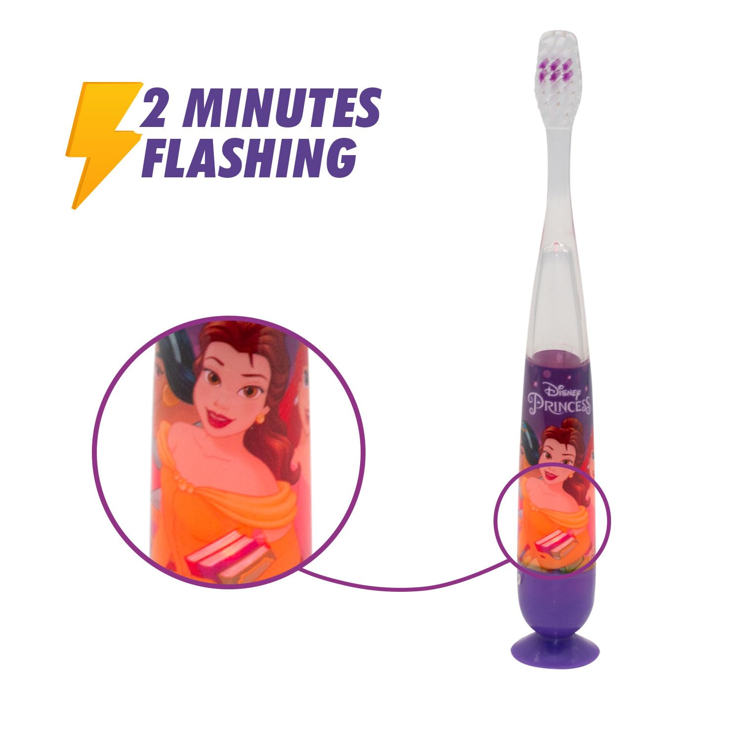 Mr.White Princess Kids Battery-Powered Flashing Toothbrush – with 2 Minute Flashing Timer – Suitable for 3and Years Kids – with Soft Bristles