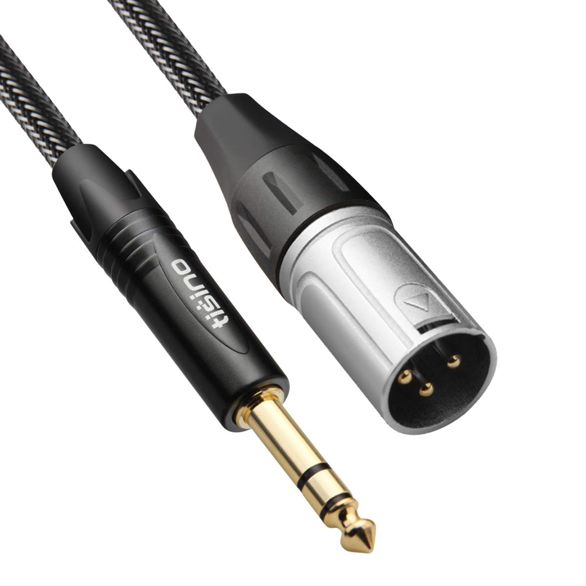 Tisino 6.35mm Jack to XLR Cable, Nylon Braid Quarter inch 1/4 inches TRS Stereo Jack to XLR Male Balanced Interconnect Cord Patch Lead - 3m