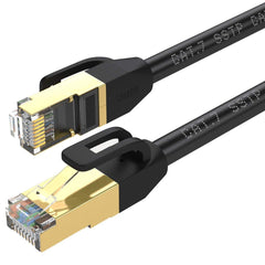 Cat7 Ethernet Cable 0.5M, cat 7 Patch Cord Gigabit Network lan cable high speed 10gbps gold plated RJ45 connector for Modem router Patch panel computer laptop TV box (0.5M, Black)