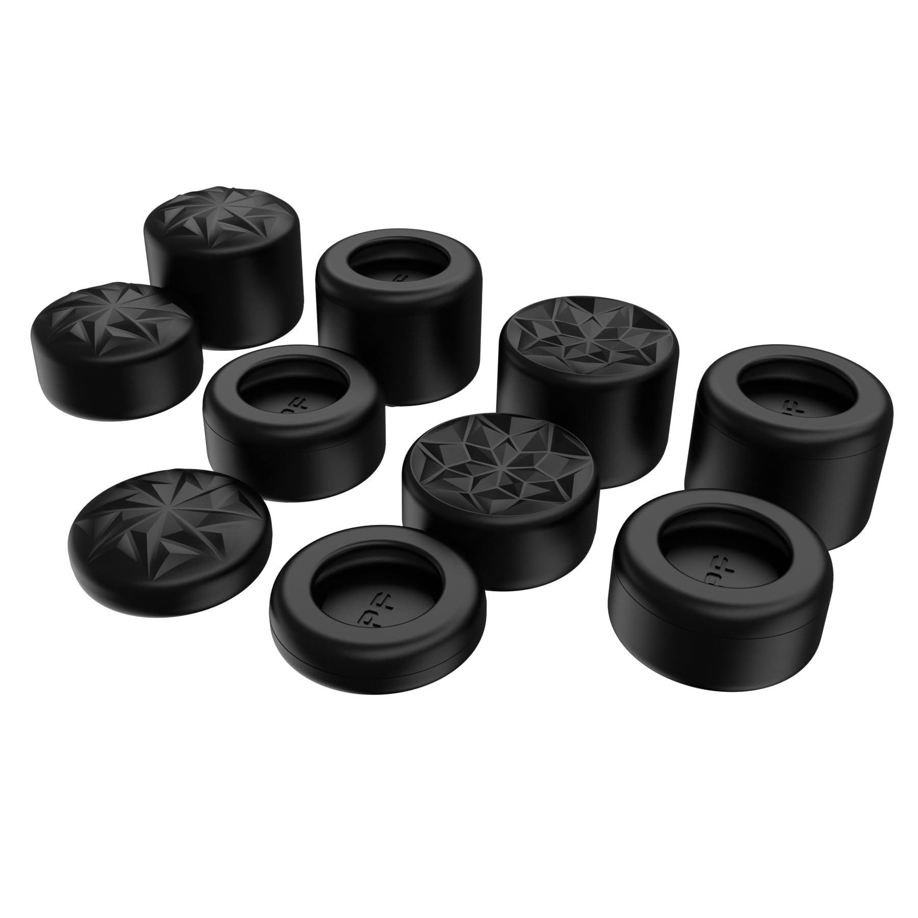 PlayVital 10 Pcs Ergonomic Thumbstick Grips for ps5, for ps4, CRYSTAL Universal Pro Thumb Grip Caps for Xbox Series X/S, Xbox One/Elite Series 2, Switch Pro - with 3 Height Convex and Concave - Black