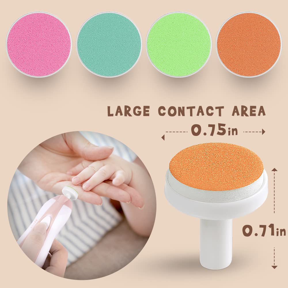 haakaa Baby Nail Trimmer Replacement Pads Electric Baby Nail Grinding Heads for Standard Electric Kid Nail Trimmer Suits to Newborn Infant Toddler 4pcs