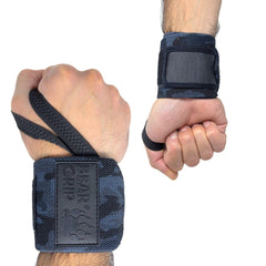 BEAR GRIP SPECIAL EDITION Premium weight lifting wrist support wraps (BLACK-CAMO, 18 Inches)