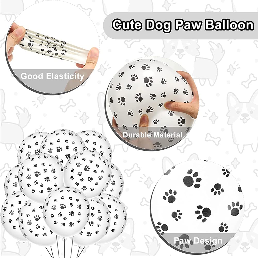 i-QiQi 12Pcs 12 inches Paw Printed Latex Balloons, Kids Theme Birthday Party, Animal Theme Balloons Dog Theme Birthday Party Kids Puppy Birthday Party Decoration