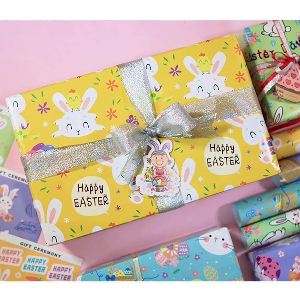 Gift Wrapping Paper, 2 Pcs Easter Wrapping Paper, Happy Birthday Gift Wrapping Paper for Kids (Yellow)