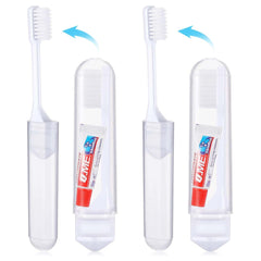 Travel Toothbrush Set of 2, Portable Toothbrush Travel Size with Mini Toothpaste, Camping Foldable Travel Toothbrush Travel Toothpaste Mini Toothbrush, Small Toothbrush Soft for Children Kid Adult