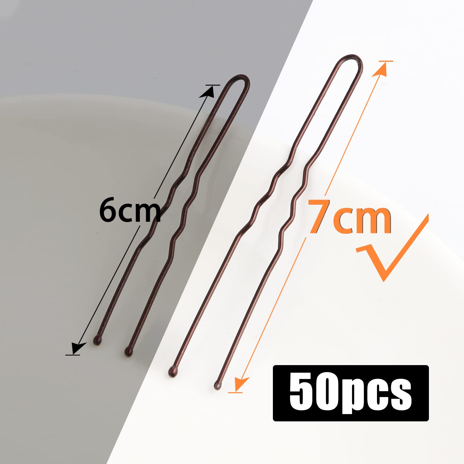 Mbsomnus 7cm Hair Pins for Buns, 50pcs Bobby Pins Brown Hair, U Shaped Hair Pins for Women Girls, Hair Grips for Thick Hair, Hair Styling Accessories for Wedding Salon Home Use (Brown, 2.76 Inch)