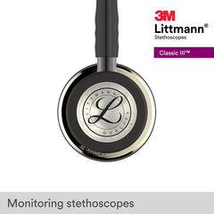 3M Littmann Classic III Monitoring Stethoscope, Champagne - Finish Chestpiece, Black Tube, Smoke Stem and Headset, 69 cm, 5861
