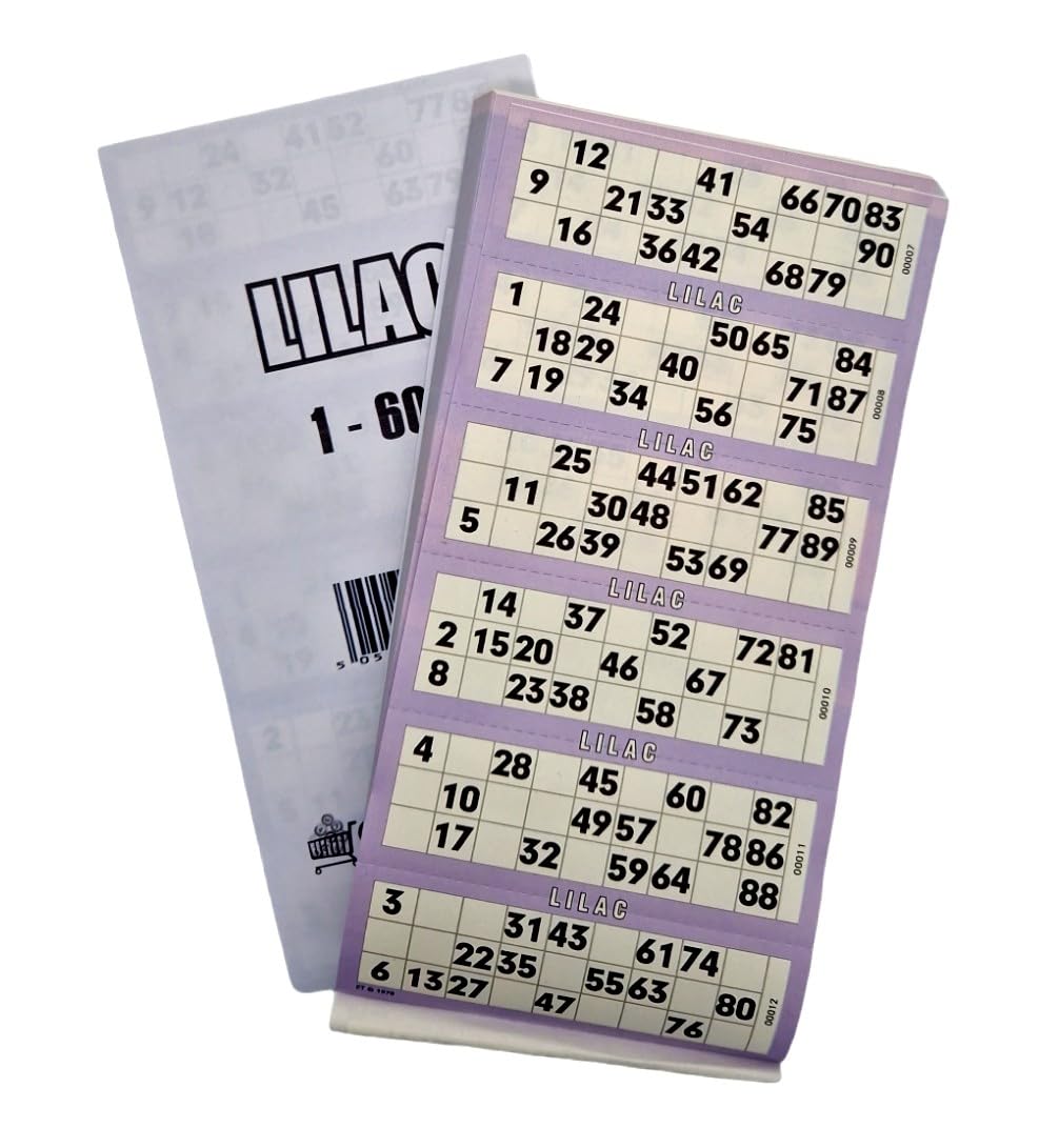 Bingosupermarket Bingo Tickets 600 Pad 6 To a Sheet 1-90 Perforated (Lilac)