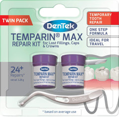 DenTek Temparin Max Home Dental Repair Kit Twin Pack for repairing lost fillings and loose caps, crowns or inlays - 24and Repairs