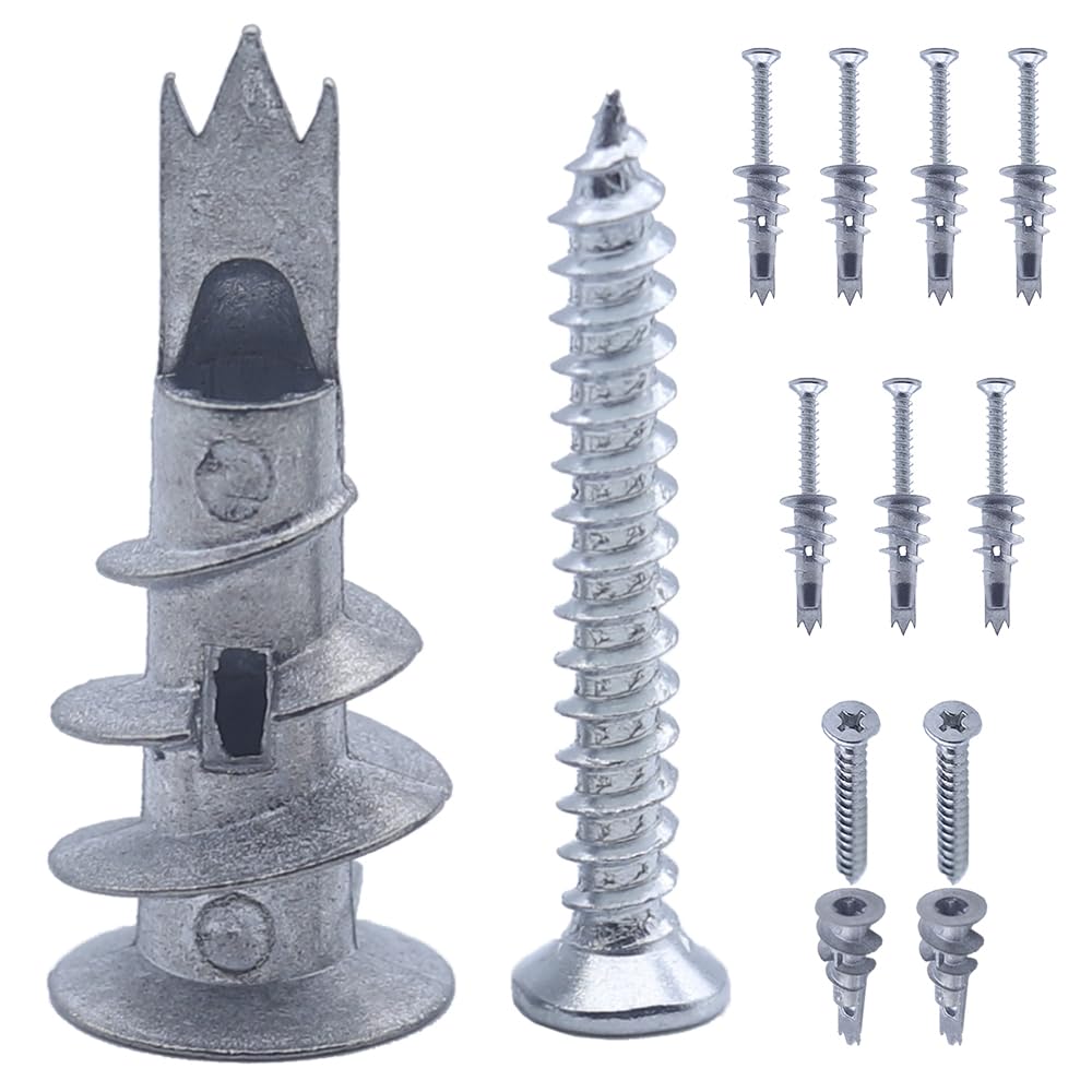 25Pcs Plasterboard Fixings with Screws Heavy Duty Plasterboard Wall Plug Plasterboard Screws Wall Plugs and Screws and Wall Plugs Set Metal Anchor 31mm for Concrete Timber and Wall Hanging Stuff