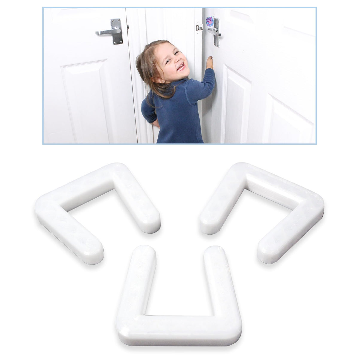 Decoralin Door Finger Pinch Guards Flexible Rubbery Door Stoppers Baby Finger Protection Child Safety Pack of 3 White