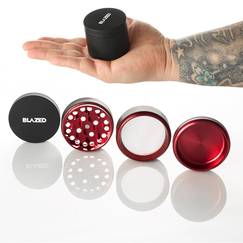 Blazed Large Aluminium Herb Grinder (Red)