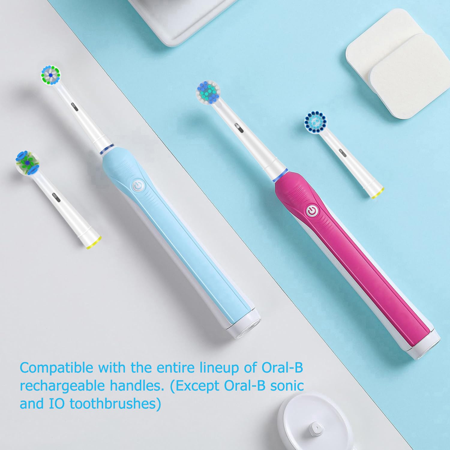 Qitizu Toothbrush Head Compatible with Braun Oral B Electric Toothbrush, Replacement Toothbrush Heads Fit for Oral b Vitality Pro Smart Genius Teen Kids Series Electric Toothbrush 16Pcs (White)