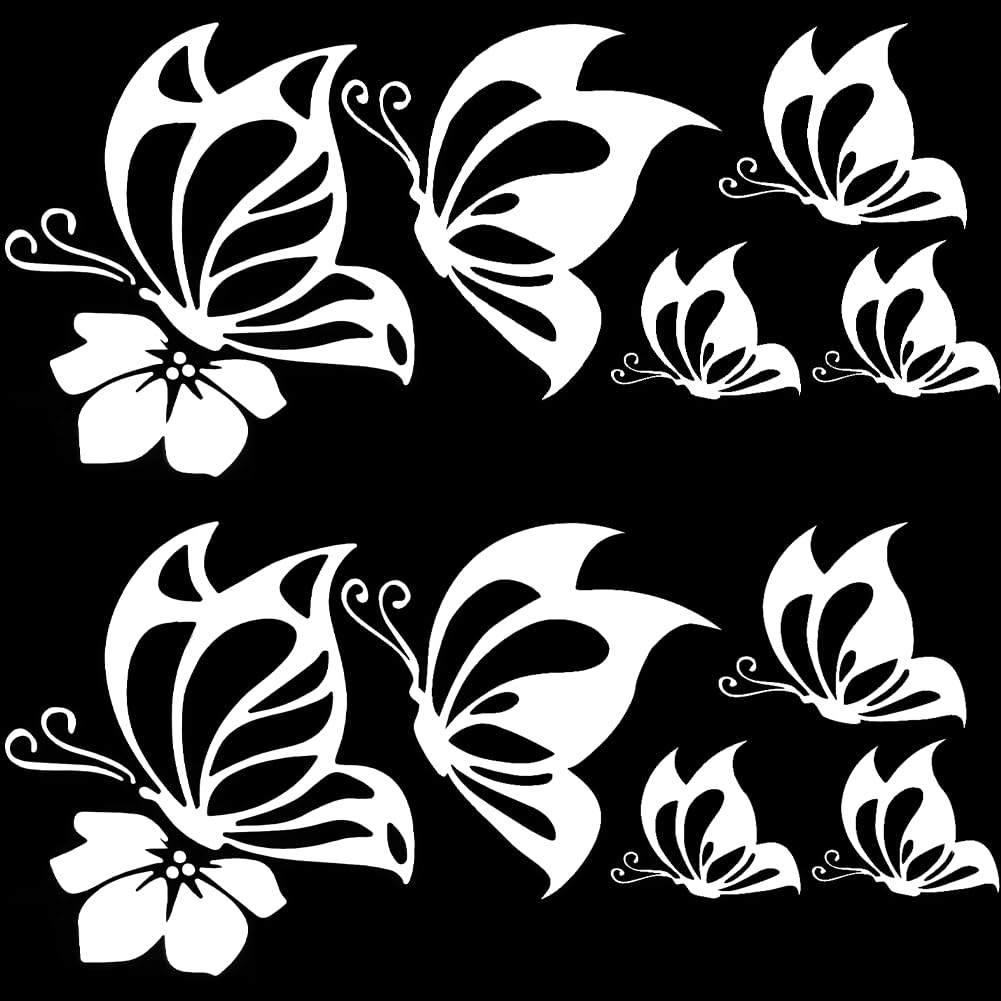 GORGECRAFT 4 Sheet Butterfly Car Decal Set Large Car Decals Butterflies Kissing Hibiscus Reflective Decals Vinyl Waterproof Sticker Women Car Stickers for Auto Truck SUV Wall Art Laptop, White