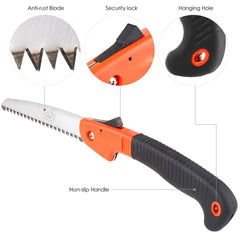 WISDOMLIFE Folding Pruning Saw, Premium Folding Hand Saw with Secure Lock Comfort Soft Grip for Garden or Tree Pruning, Camping, Wood Working, Rugged Durable Trimmer