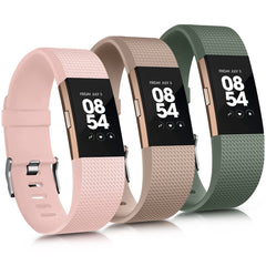 AK Compatible For Fitbit Charge 2 straps for Women Men,3 Pack Replacement strap for Fitbit charge 2 strap, Adjustable Sport Wristbands for Fitbit Charge 2 HR (Small, Nude Pink/MilkTea/Cactus)