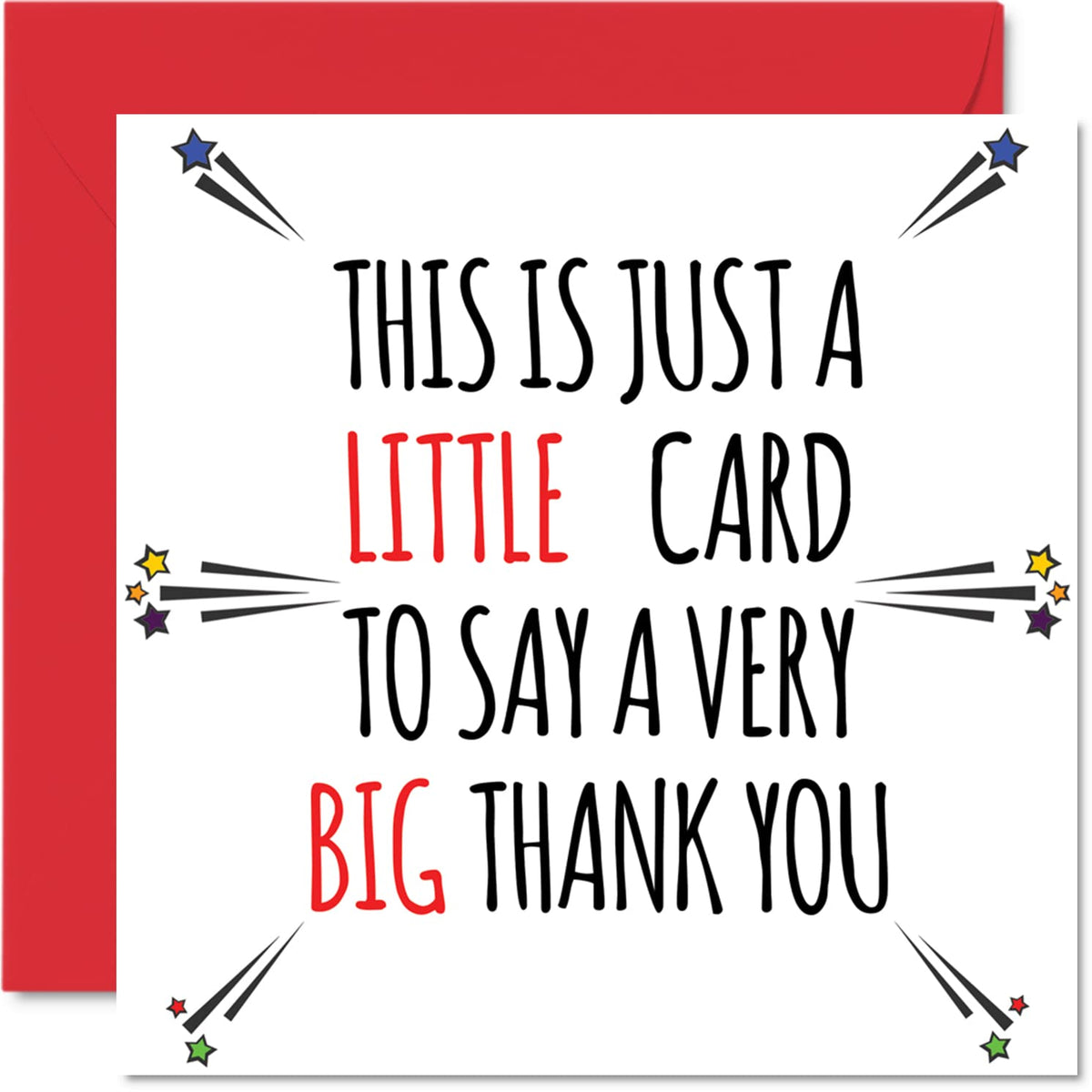 Thank You Card - Little Card Big Thank You - Thankyou Cards for All Occasions Her or Him, Appreciation Card, 145mm x 145mm Thank You So Much Greeting Cards for Gifts