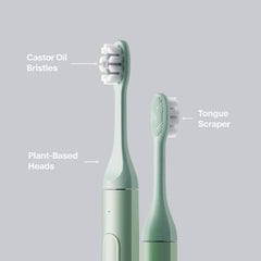 SURI Recyclable Plant-Based, Electric Toothbrush Heads - Built-in Tongue Scraper, Long Lasting Replacement Heads   Compatible Only with SURI Sonic Electric Toothbrush - Winter Fern, Pack of 3