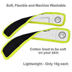 SwimCell Reflective Armbands For Running. High Visibility, Glow Up 360 Degree Safety Reflective Gear Strips For Nighttime Walking. Armbands For Wrist, Arm or Ankle - Neon Yellow Large Pack of 2