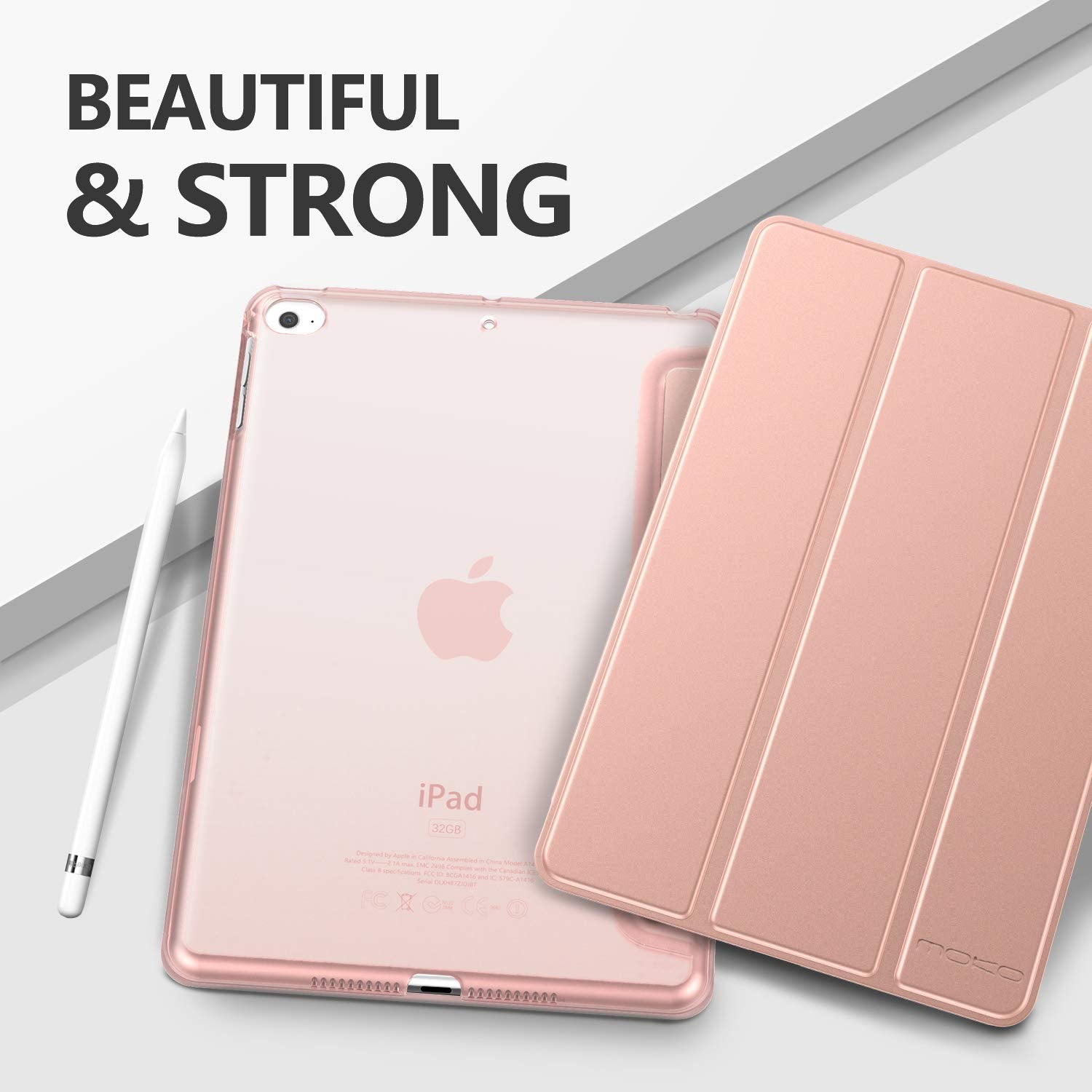 MoKo Case Fit New iPad Mini 5th Generation 7.9 inches 2019/iPad Mini 4 2015 - Slim Lightweight Smart Shell Stand Cover with Translucent Frosted Back Protector, with Auto Wake/Sleep - Rose Gold