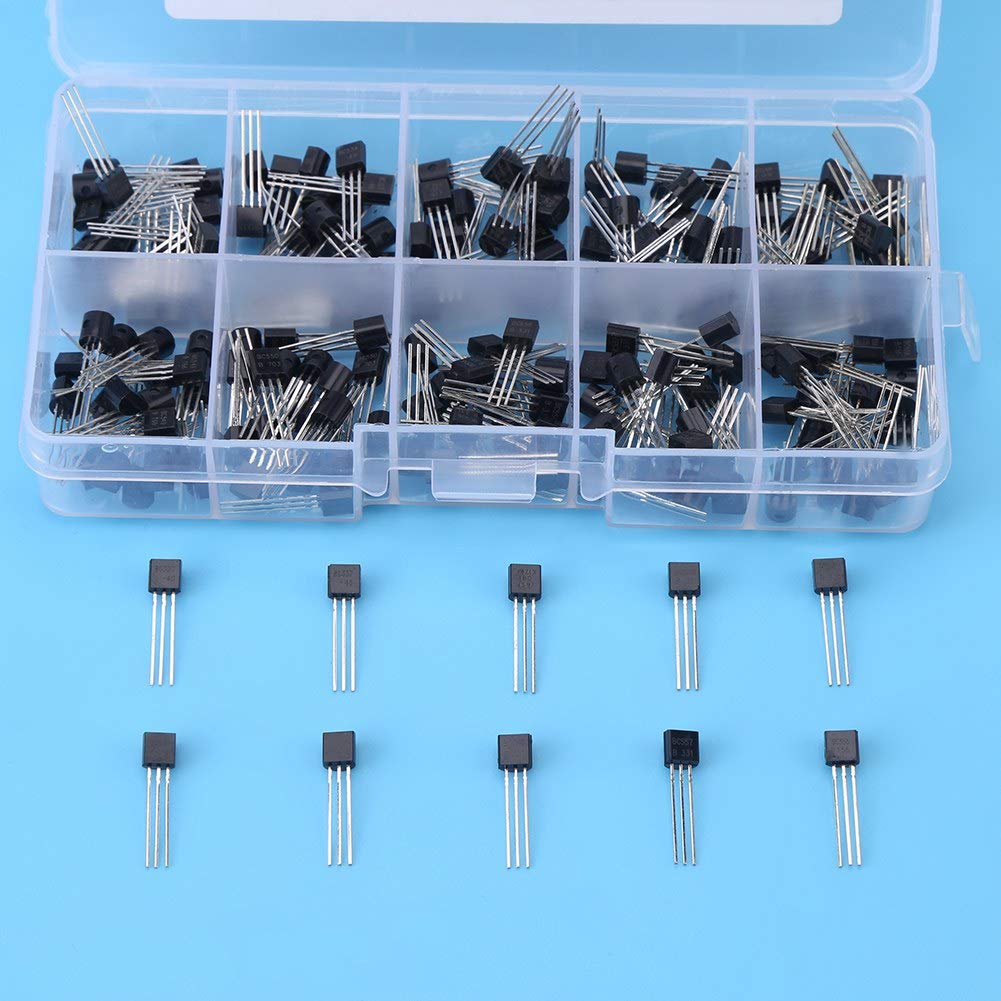 200pcs Transistor Kits, 10 Value Silicon Power Transistor Assortment Kit, Assorted Transistor BC457, Transistors Box Pack for BC327 BC337 BC517 BC547 BC548 BC549 BC550 BC556 BC557 BC558