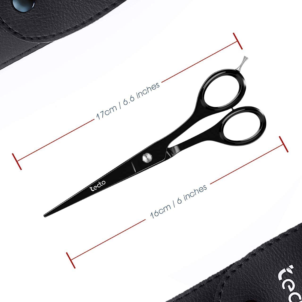 Tecto 6 inches Hair Dressing Scissors Sharp, Hair Cutting Scissor for Professional, Hairdressers Barbers Stainless Steel Hair Cutting Shears, Sharp Hair Scissors for Women, Men, Children and Adults (Black)