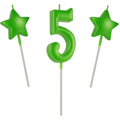 2.75in Green Number 5 Birthday Candles, Glitter Green Happy Birthday Cake Cupcake Toppers Decoration and Celebrating for Adults/Kids Party Baking (2.75in Number 5 Green)