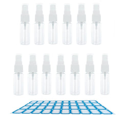 ZHIYE 13PCS Spray Bottle, 10ml Plastic Refillable Spray Bottle Clear Empty Fine Mist Atomiser Travel Bottle with Labels for Cleaning Make-up Cosmetic Hair