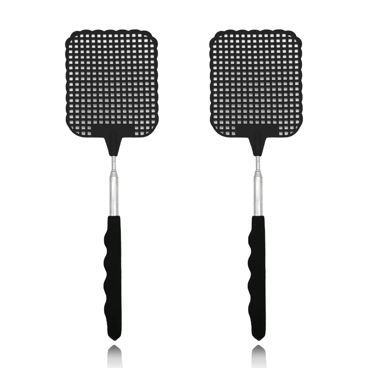 ILamourCar Extendable Fly Swatters 2 Pack, Strong Flexible Manual Swat Set, Manual Fly Swat Pest Control for Indoor Outdoor Mosquito Wasp Bug Insect (Black)