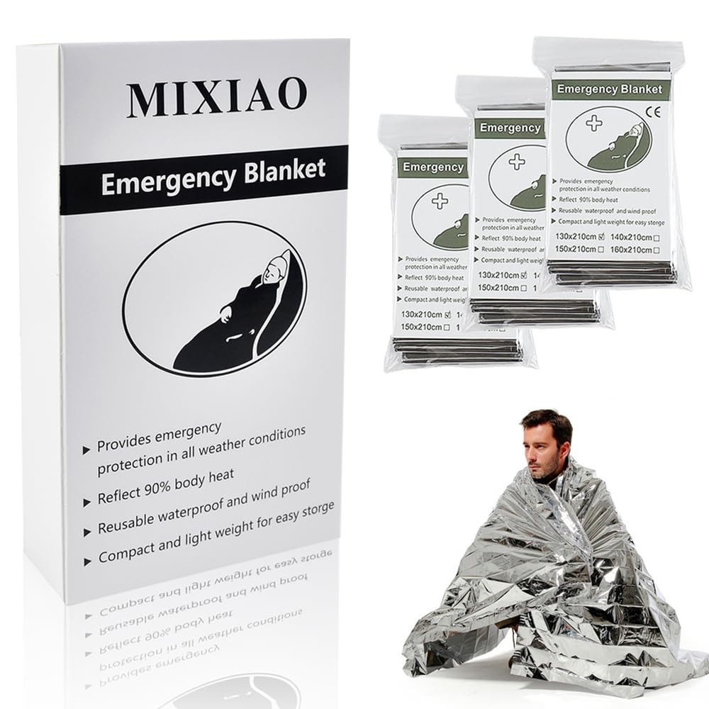 MIXIAO Survival/First Aid Blankets - Insulated, Reflective, Silver, 130 x 210 cm