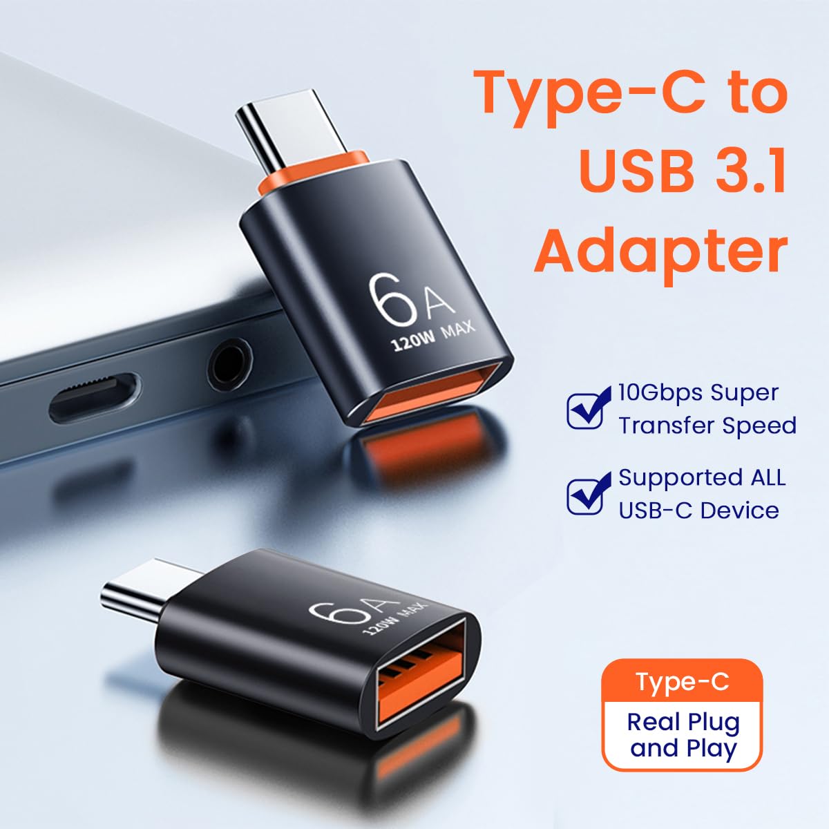 USB C to USB Adapter (3 Pack), Type C to USB Converter USB C Male to USB 3.0 Female Adapter OTG USB C Camera Adapter for MacBook Pro 2022, iPad Pro 2020, Dell XPS, Surface, S20 S21 S22 S23, Tab S8