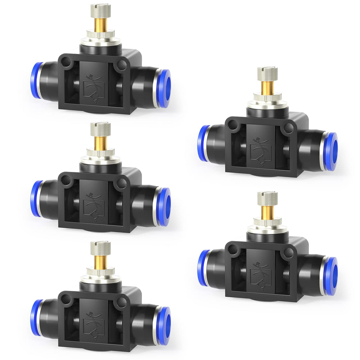 ERGAOBOY 5 Pcs 10mm OD Air Flow Control Valve with Push to Connect Fitting,Straight Speed Controller (SA10)