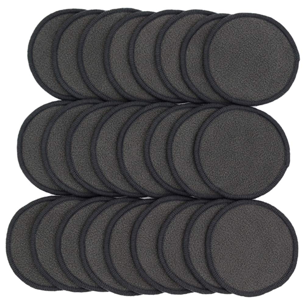 Chloven 25 Pack Charcoal Bamboo Reusable Makeup Remover Pads - Organic Bamboo Reusable Cotton Rounds for Toner, Washable Eco-Friendly Pads for All Skin Types with Cotton Laundry Bag